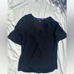 Ralph Lauren Purple Label Black V-Neck Blouse